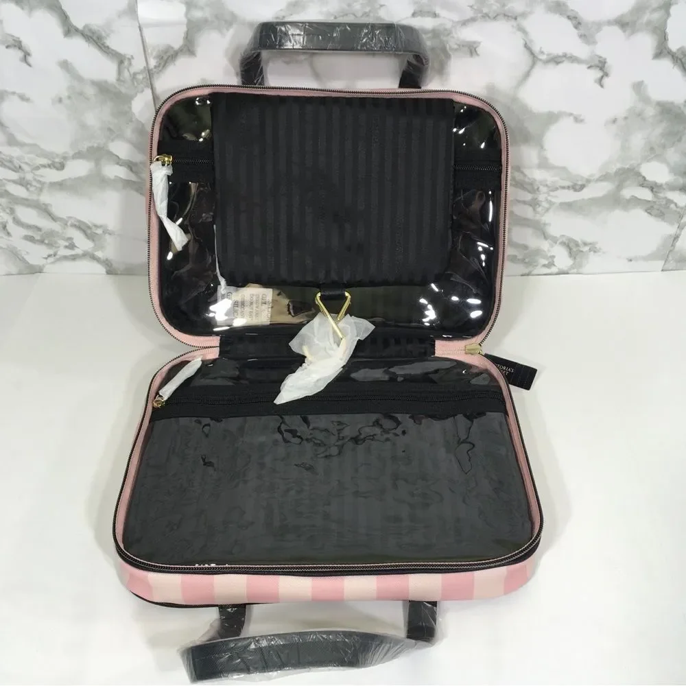 NWT VICTORIA’S SECRET Signature Stripe Everything Travel Make Up Case GIFT‎ IDEA